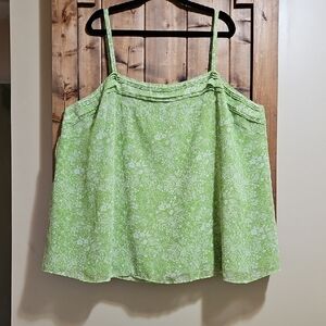 Torrid Green Floral Chiffon Pintuck Square Neck Cami Size 3 (3X  22-24)